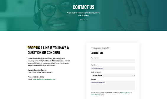 Custom Web Design for Superior Beverage Website 04