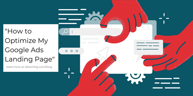 Illustration of a landing page with the text: How to optimize my Google Ads landing page.